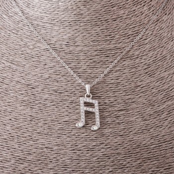 Кулон на синджир «Нота», диаметър 2,5 см, дължина 55 см, цвят на метала «сребро»