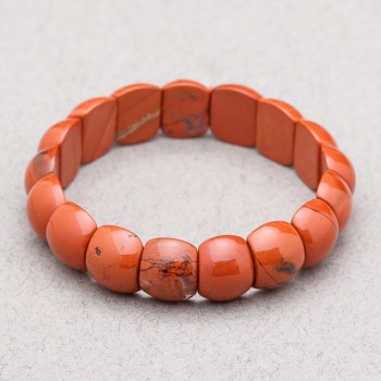 Браслет от естествен камък — червена яшма 15×12×7 мм+