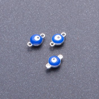 Фурнитура конектор «око» синьо-сив метал, диаметър 7 мм, дължина 12 мм, фас. 12 бр.