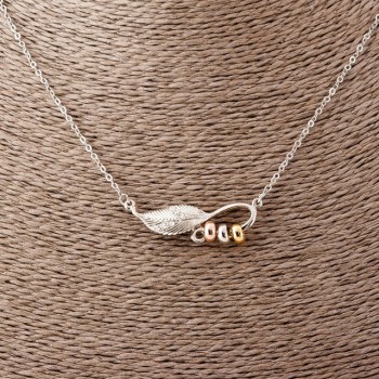 Ожерелие Листенце на якорен синджир, дължина 52 см, диаметър 2×1,7 см, метал сребрист