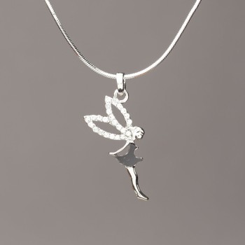 Ожерелие «Ельфина» на верижка-жгут, черно стъкло, диаметър 26×12 мм, дължина 50 см, сив метал