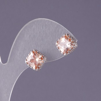 Обеци с жълти кристали Ромби 10 мм