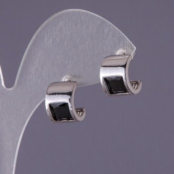 Обеци с черни кристали 13×9 мм