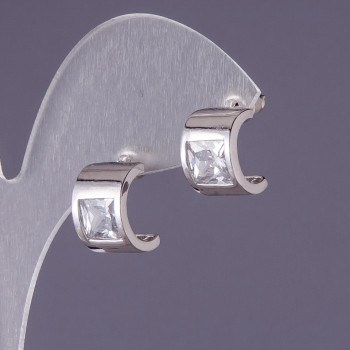 Обеци със бели кристали 13х9 мм