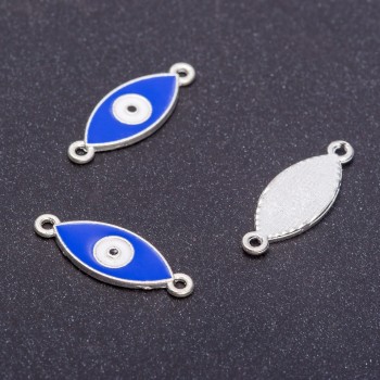 Фурнитура конектор «Око на Египет» сребро, диаметър 9 мм, L5 мм dотв-ямм фас. 6 бр