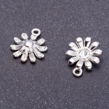 Висулка «Ромашка» светло сребро, диаметър 13 мм, дължина 16 мм, отвори за монтаж 9 бр