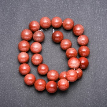 Авантюрин мъниста „златен пясък“ на конец, топче, диаметър 14 мм, дължина 38 см