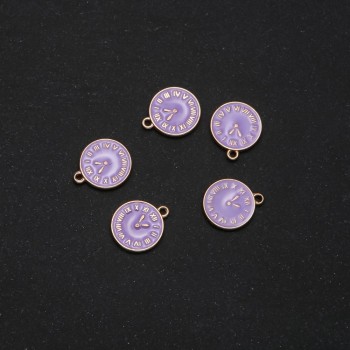 Фурнитура – висулка «часовници» лилава емал 14×17 мм опаковка 5 бр.