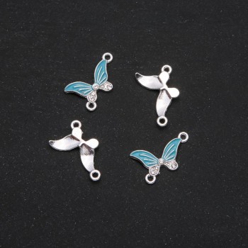 Фурнитура конектор пеперуда със светло-синя емал 24×12 мм комплект 4 бр