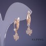 Обеци Xuping «Листенца» с бели кристали 25х5 мм «позлата 18К»