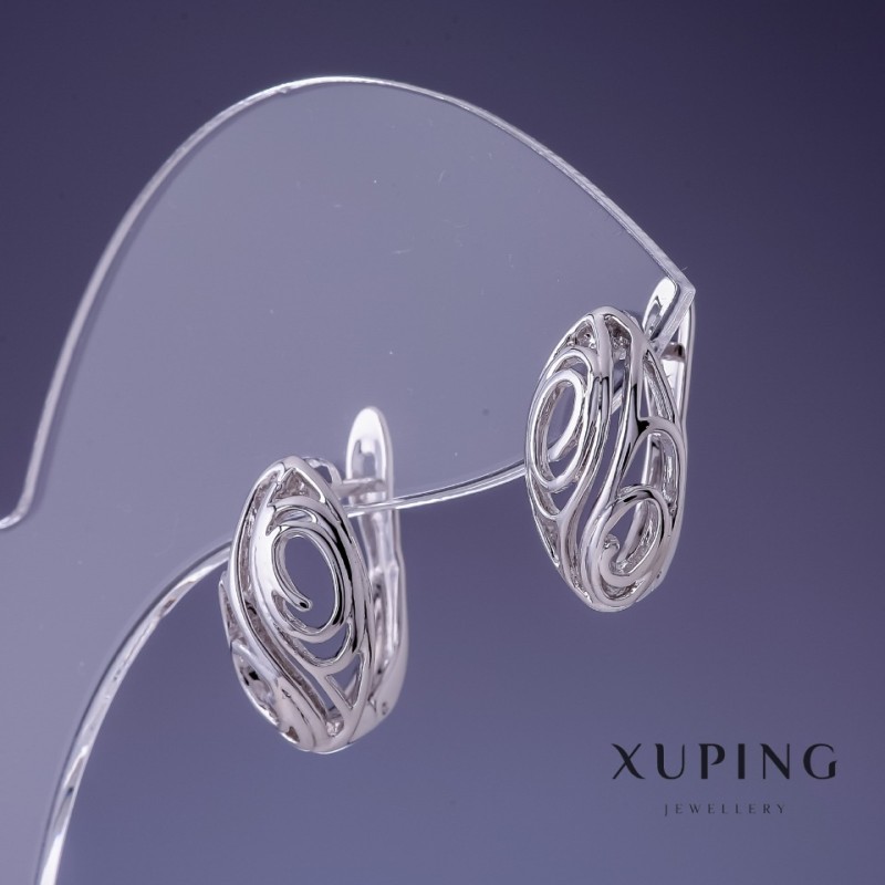 Обeци Xuping 16×9 мм родий