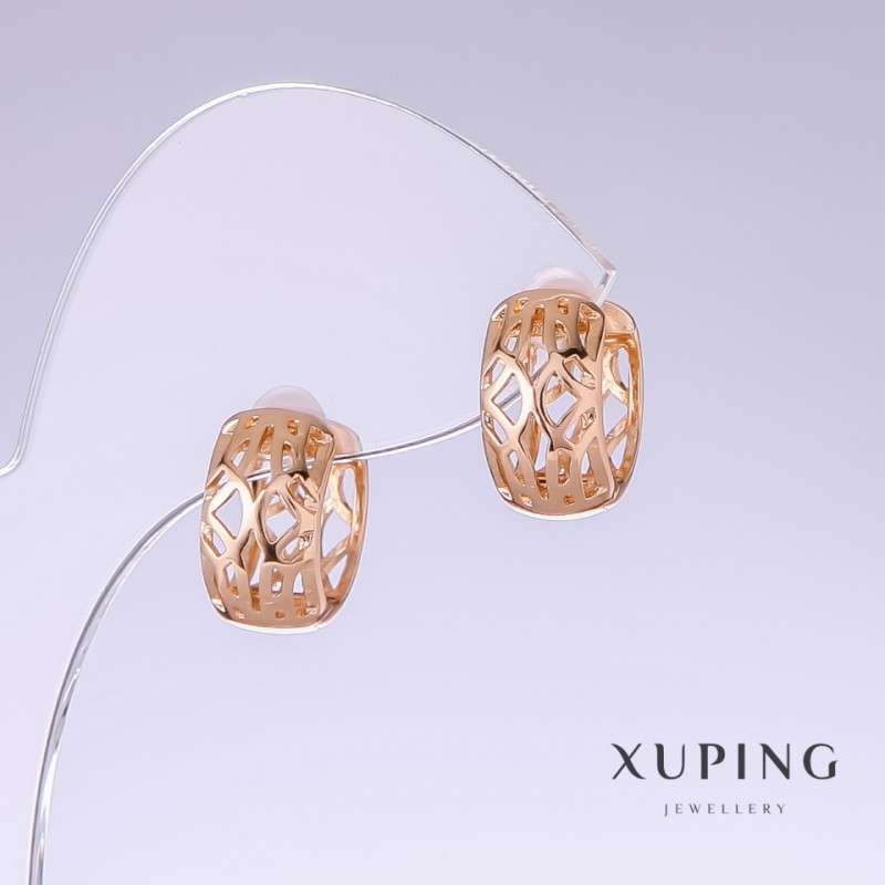 Обeци Xuping, дължина 14 мм, дебелина 8 мм позлата 18К