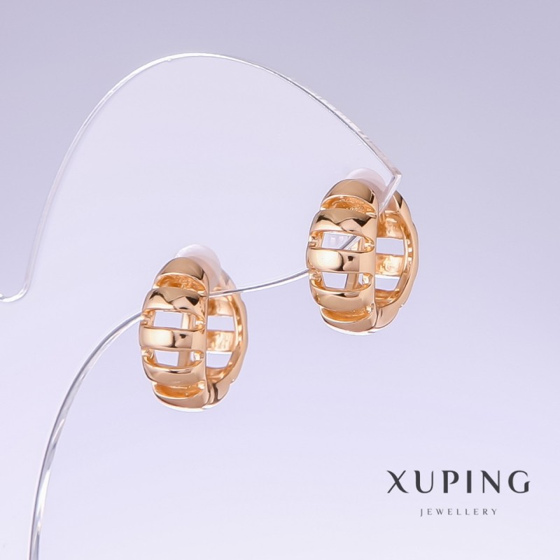 Обеци Xuping, дължина 16 мм, дебелина 7 мм позлата 18К