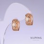 Обеци Xuping с бели кристали, дължина 16 мм, дебелина 7 мм, позлата 18K