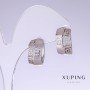 Обеци Xuping с бели стрази, дължина 17 мм, дебелина 9 мм, родиево покритие