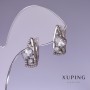 Обеци Xuping с бели циркони 17×8 мм родий