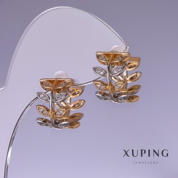 Обици Xuping 15×10 мм позлата 18 карата и родий