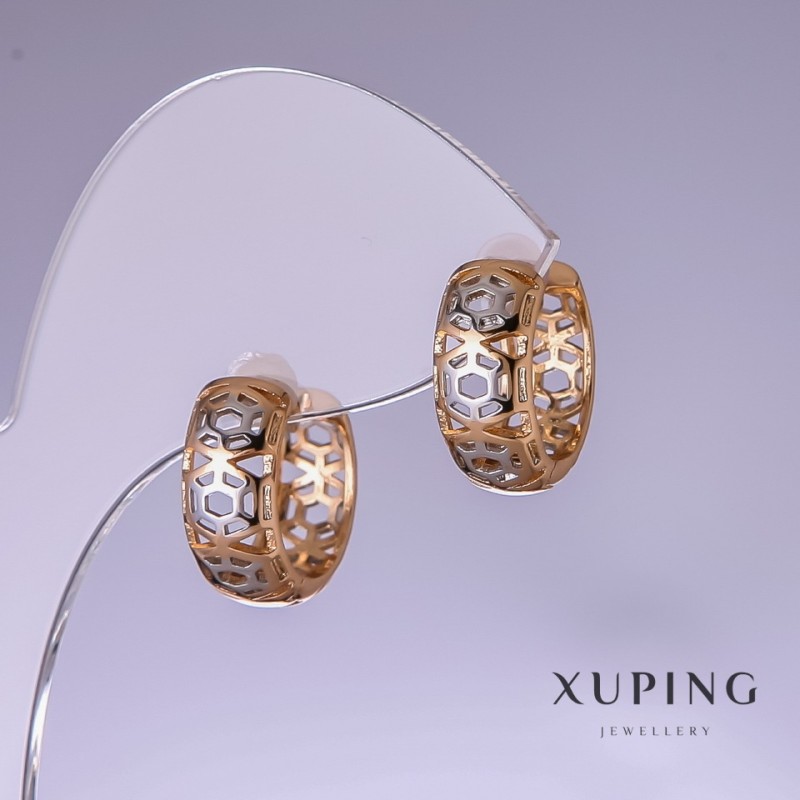 Обички Xuping 11×7 мм, родий, позлатени с 18-каратово злато