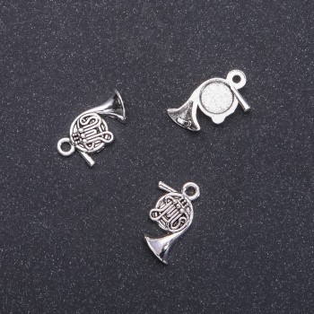 Фурнитура за висулка Тръба валторна, диаметър 16 мм, дължина 12 мм, диаметър 1,8 мм, опаковка 20 г, 26 бр. (+ -)