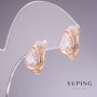 Обeци Xuping с бели циркони 'Капка' 13×9 мм позлата 18К