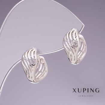 Обeци Xuping родий 13×7 мм