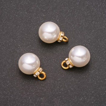 Фурнитура висулка «Перла» (пластмаса) жълт метал 12х17 мм, диаметър 1,8 мм, фас. 10 бр. +