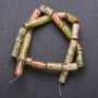 Мъниста от натурален камък унакит (гелиотроп), цилиндрични, на конец, диаметър 8×17 мм, дължина 40 см