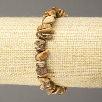 Гривна от пейзажна яшма, мъниста 5–8 мм, дължина 18 см, на еластична лента