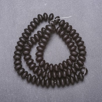 Мънисти от шунгит на конец (изкуствени) гладък рондел, диаметър 8×5 мм, дължина около 38 см