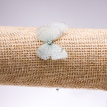 Чокър гривна с невидима силиконова нишка, Пеперуда (органза) светло-синя, диаметър 33х27 мм, дължина 16–20 см