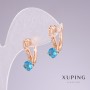Обеци Xuping позлатяване 18K със син камък и бели кристали 20×8 мм