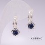 Обеци Xuping родий със сини камъни 21х10 мм