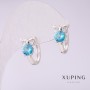 Обeци Xuping сови с блакитни камъни 15×9 мм родий