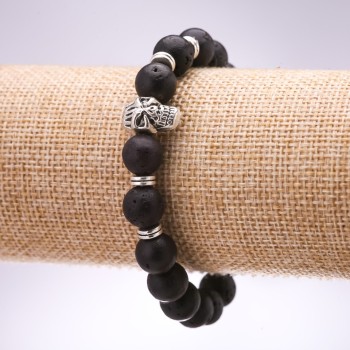 Гривна Лава Череп, диаметър 10 мм, дължина 18 см, на ластик