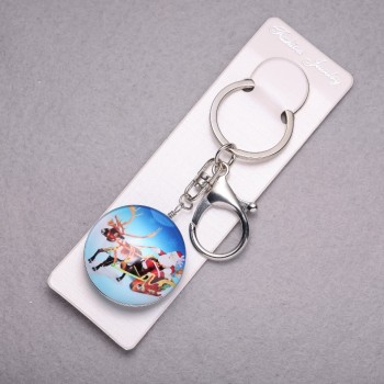 Ключодържател Нова година Дядо Коледа на елен, дължина 10 см