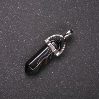 Висулка от агат асортимент, шестоъгълник 8х30х40мм