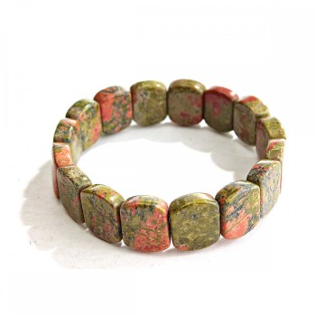 Браслет на ластик с яшма гелиотроп, овални камъни 13×18 мм