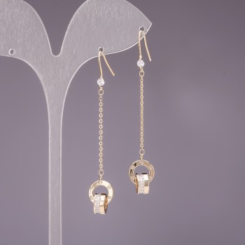 Обeци висящи 4×60 мм златист метален цвят