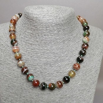 Огърлица от ахат, гладко топче, диаметър 10 мм, дължина 45 см