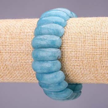 Гривна с аквамарин, ланка 25×10 мм ±, дължина 18 см на еластична основа