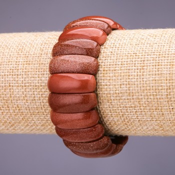 Гривна от авантюрин „Златен пясък“ звена 25×10 мм ±, дължина 18 см на ластик