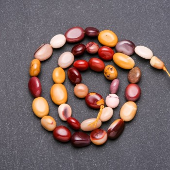 Галтовани мъниста от яшма Мукайт, диаметър 10×13 мм (±), дължина 38 см