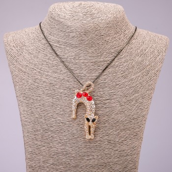 Висулка «Котка» с кристали на дълъг метален синджир «черно злато», диаметър 31×65 мм, дължина 70 см