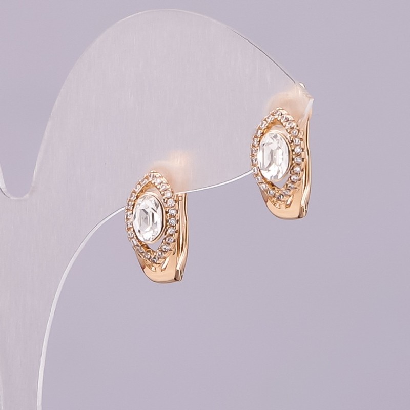 Обeци Xuping с кристали Swarovski, бял цвят, диаметър 15×8 мм, позлатени