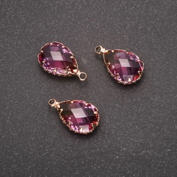 Висулка «Капка» жълто-малинов цвят, златиста оправа 10×17 мм