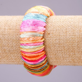 Гривна от перламутър «Разноцветна» 28х10 (+/-) мм, дължина 18 см на ластик