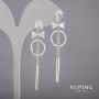 Обеци Xuping с бели камъни 14х60мм родий