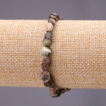 Гривна от естествен камък Яшма Пиасо фасетирани мъниста, диаметър 6–8 мм, на ластик, обиколка 18 см