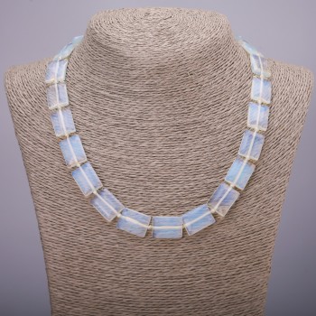 Ожерелие от лунен камък, правоъгълна форма, диаметър 13×18(±) мм, дължина 45 см