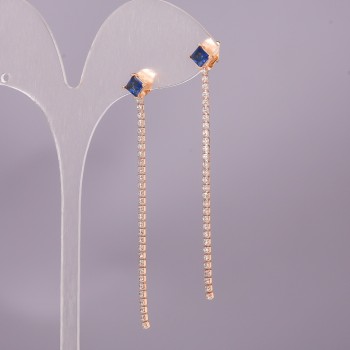 Овеци Xuping със син камък 6х65 мм позлата 18К